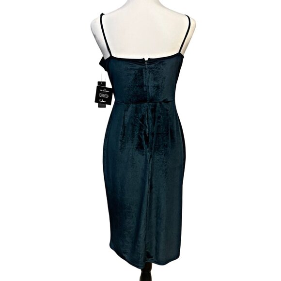Lulus Velvet Wrap Midi Dress Sleeveless V-Neckline Adjustable Party Large NWT - Picture 3 of 10